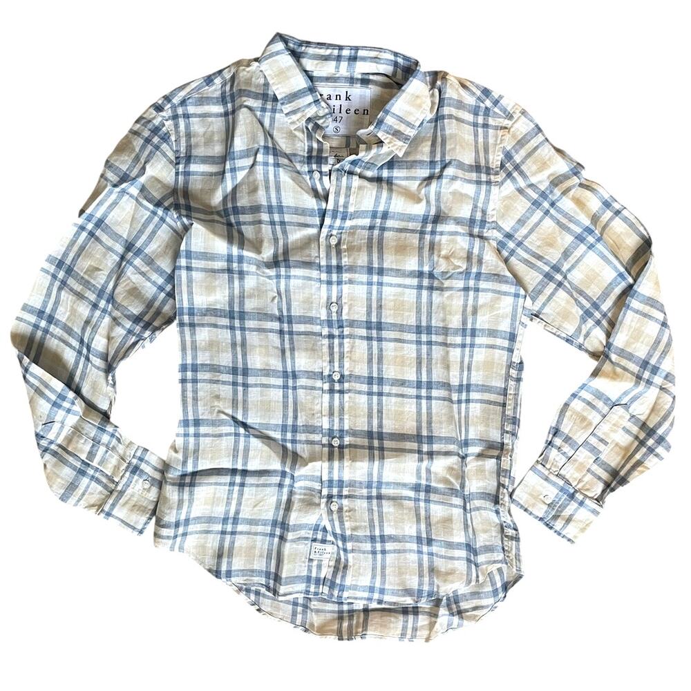 Frank & Eileen Men's Linen Finbar Plaid Size Small Pastel Lightweight NEW NWOT